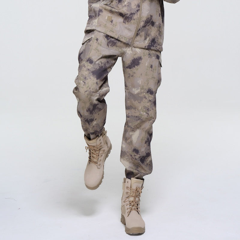 Outdoor Men's Fleece Soft Shell Pants Breathable And Windproof Wear-resistant