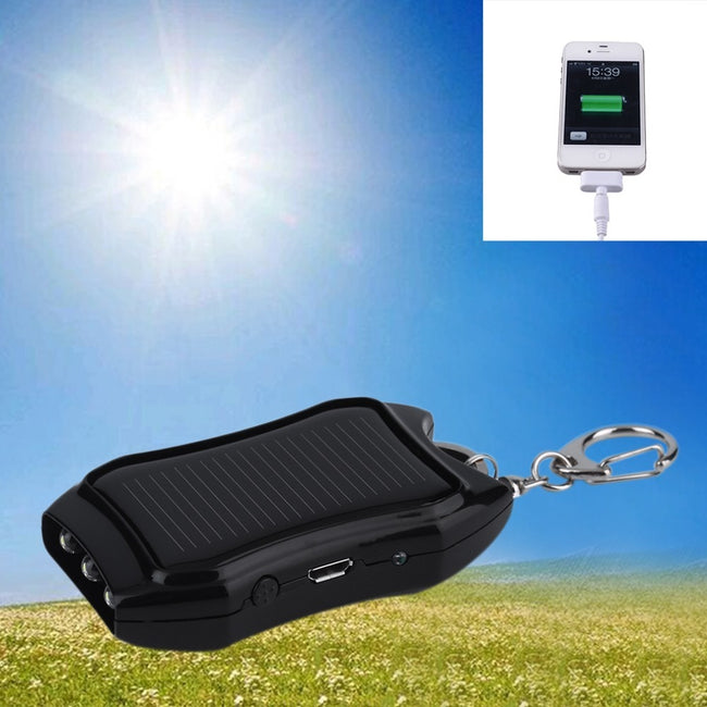 Solar Mobile Phone Power Bank  Flashlight Keychain Power Hover Image