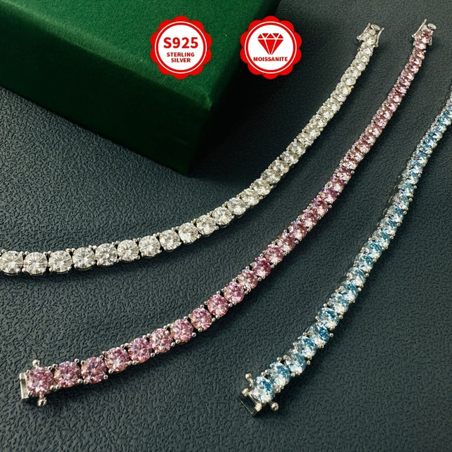 S925 Silver Tennis Bracelet Moissanite Inlay Half Carat