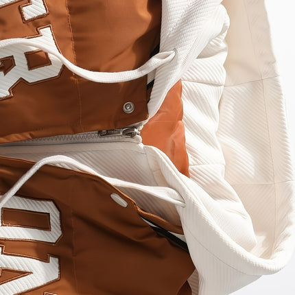 Mens Hooded Polyester Jacket With Zip Up Alphabets
