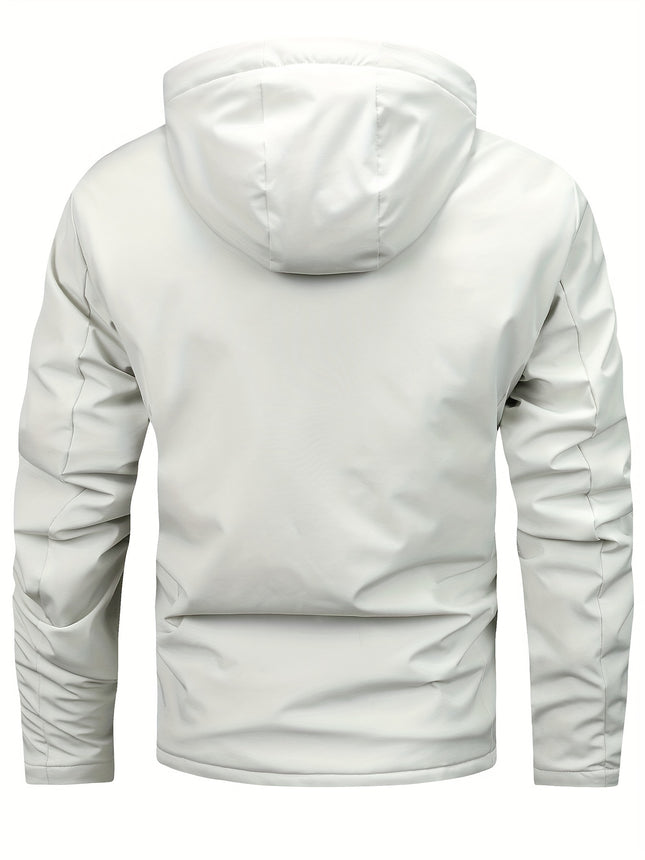 Warm Fleece Hooded Jacket For Men Casual Winter Coat