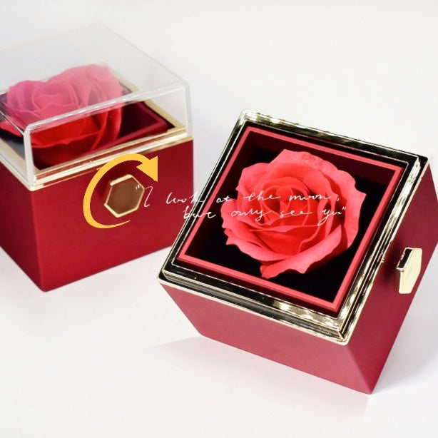 Rotating Soap Flower Rose Gift Box Creative Rotating Rose Jewelry Packaging Box Valentine's Day Gift For Women Main Image