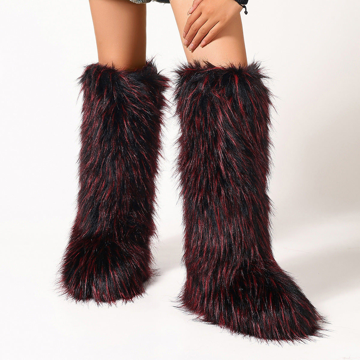 Flat Heel High-top Warm Winter Long Tube Fur Boots