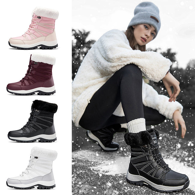 Winter Fleece-lined Thicker Non-slip Cotton-padded Shoes Outdoor Middle Boots Main Image