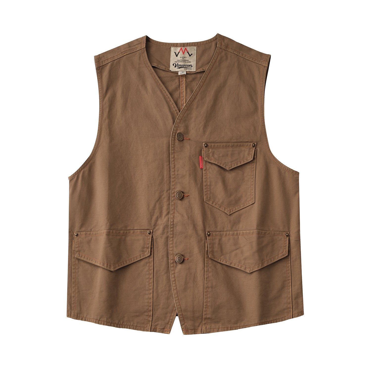 Original Kaji Retro Worn Looking Washed-out Woven Cotton Vest