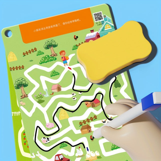 Kids Pen Maze Training Toy Erasable Puzzle Concentration