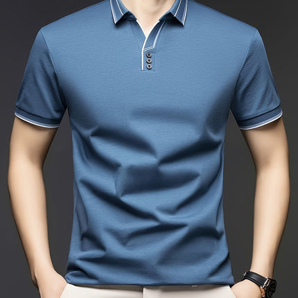 Men Dark Green Short Sleeve Shirt Breathable Office Casual