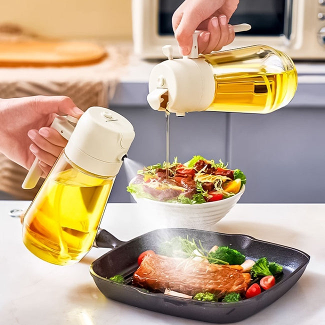 470ML Olive Oil Sprayer Dispenser For Cooking BBQ 2 In 1 Glass Oil Vinegar Soy Sauce Spray Kitchen Oil Bottle For Air Fryer Main Image