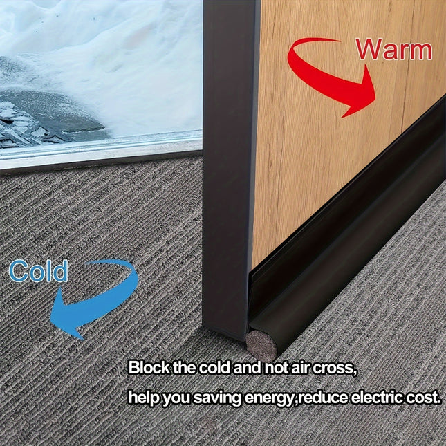 1-Pack Brown PET Door Bottom Seal Strip - Soundproof, Waterproof & Windproof Adjustable Adhesive Weather Stripping for Gaps Under Doors & Windows, Energy Efficient Insulation for Bedroom, Living Room, Home Decor, Window Insulation