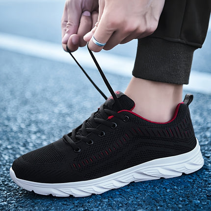 Men's Breathable Lace Up Sneakers For Running And Walking