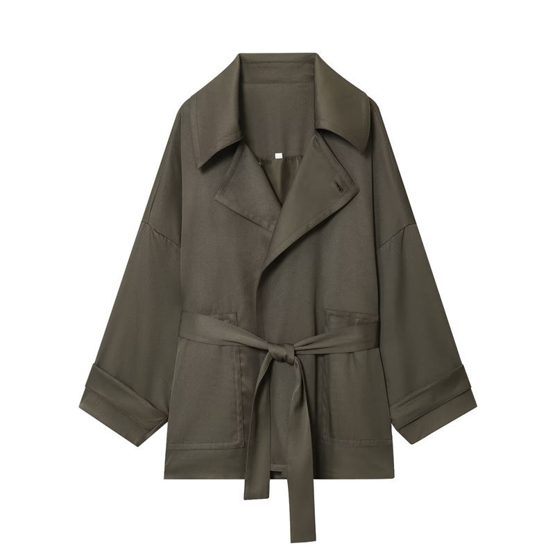 Women's Belt Coat Pleated Trousers