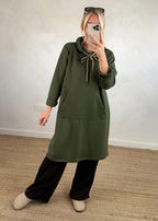 Women's Loose Oversized Knit Solid Color Hooded Maxi Dress