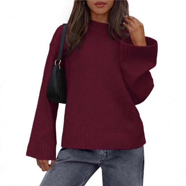 Casual Round Neck Solid Color Knitted Sweaters Women's Clothing Main Image