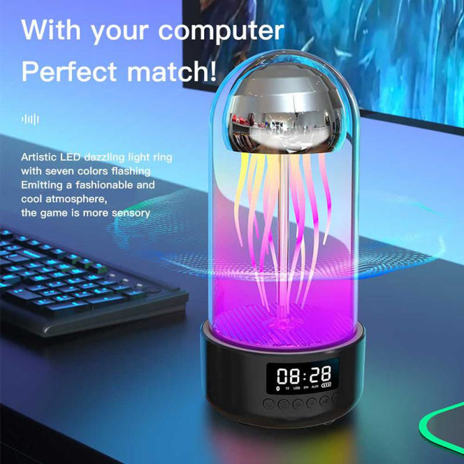 Creative 3in1 Colorful Jellyfish Lamp With Clock Luminous Portable Stereo Breathing Light Smart Decoration Bluetooth-compatible Speaker Main Image