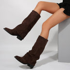 Autumn And Winter New Large Size Thick Heel Non-slip Skinny Boots Women