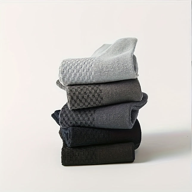 Men's Bamboo Fiber Mid Calf Socks 5 Pairs Breathable Warm