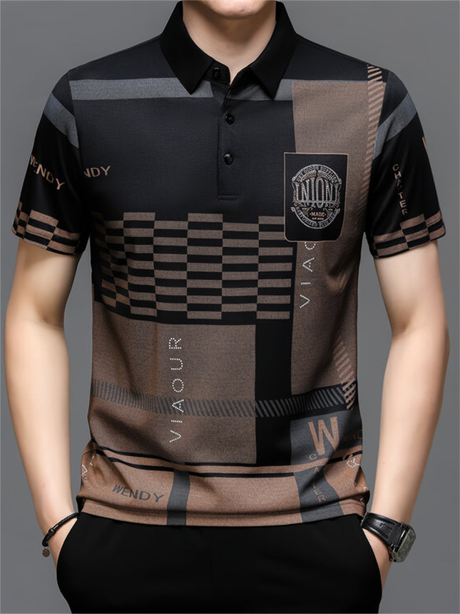 Men's Short Sleeve Polo Geometric Pattern Vacation Print