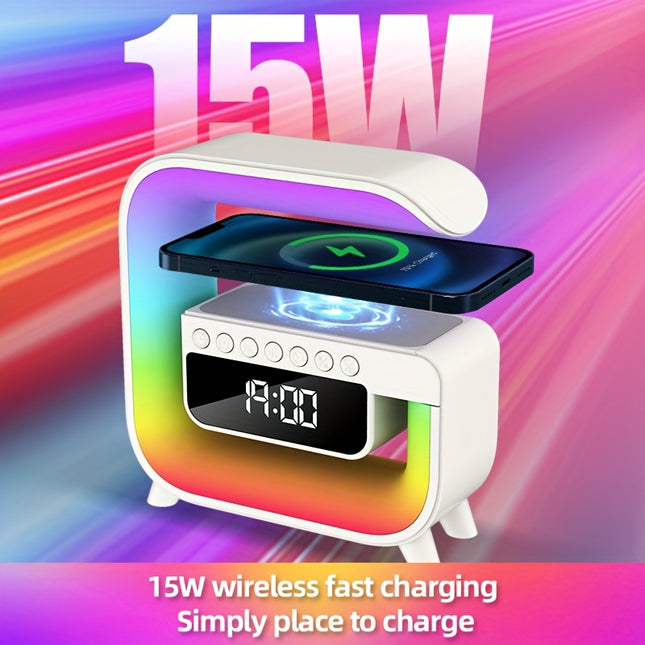 G Multifunction Wireless Charger Speaker Lamp With Clock