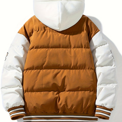 Men's Heavyweight Full Zip Hooded Jacket Two Tone Colorblock
