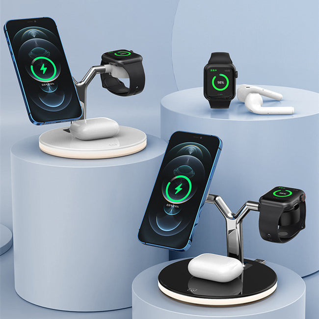 3 In 1 Magnetic Wireless Charger Stand Watch 15W Fast Charging Dock Station For Earbuds Pro Hover Image