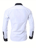A Handsome Business And Fashionable Long-sleeved Shirt With Contrasting Colors For A Teenage Man