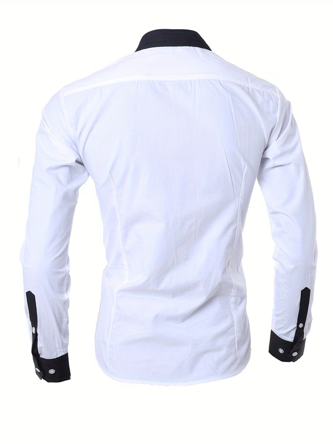 A Handsome Business And Fashionable Long-sleeved Shirt With Contrasting Colors For A Teenage Man Main Image