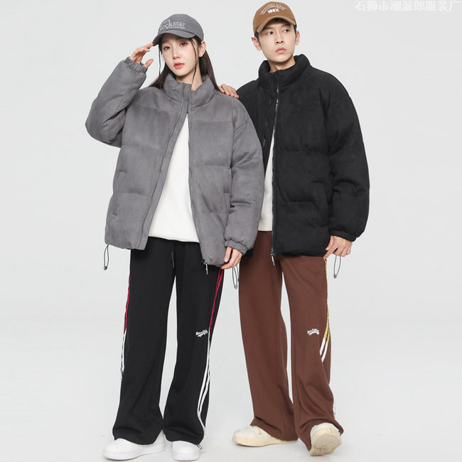 Stand Collar Deerskin Velvet Loose Windproof Warm Quilted Jacket High Quality Trendy Wild Protection Main Image