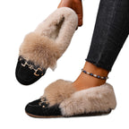Cotton-padded With Velvet Lightweight And Comfortable Skin-friendly Plush Comfortable Versatile Women's Shoes