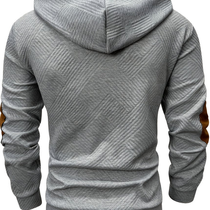 Mens Hooded Zip Up Sweatshirt With Contrast Stitching