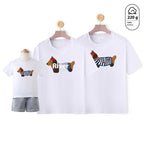 Dog Western Style Mother-daughter Matching Outfit Cotton Short Sleeve Contrast Color Korean Style