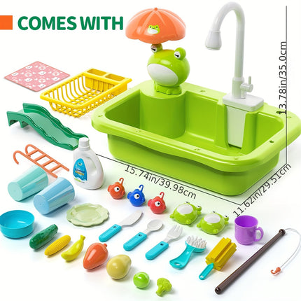 Play Sink With Running Water Kitchen Toy With Faucet