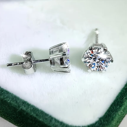 Moissanite Stud Earrings 0.5 To 3 Carat 925 Sterling Silver