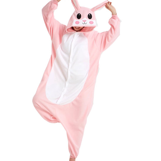 Men And Women Velvet Tamed Cartoon Animal Christmas Halloween Party One-Piece Pajamas Hover Image