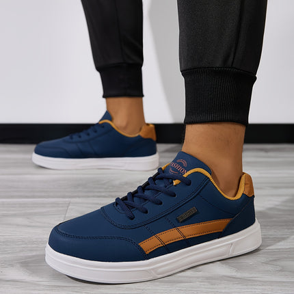 Men's Lightweight Navy Blue Sneakers With Orange Accents