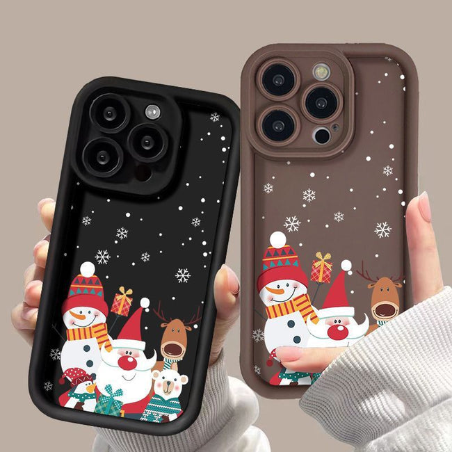 Cute Santa Claus Phone Case Frosted Advanced Christmas Pattern Case For Phone Shockproof Soft Silicone Phone Cover Main Image