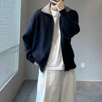 Barne Style Contrast Color Knitted Cardigan Sweater For Men