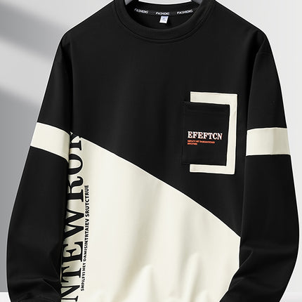 Men's Casual Color Block Crew Neck Sweatshirt Long Sleeve