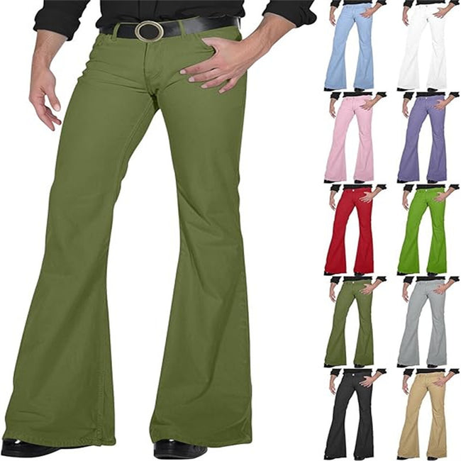 Solid Color Daily Casual Stretch Slim Retro Bell-bottom Pants Hover Image