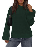 Casual Round Neck Solid Color Knitted Sweaters Women's Clothing