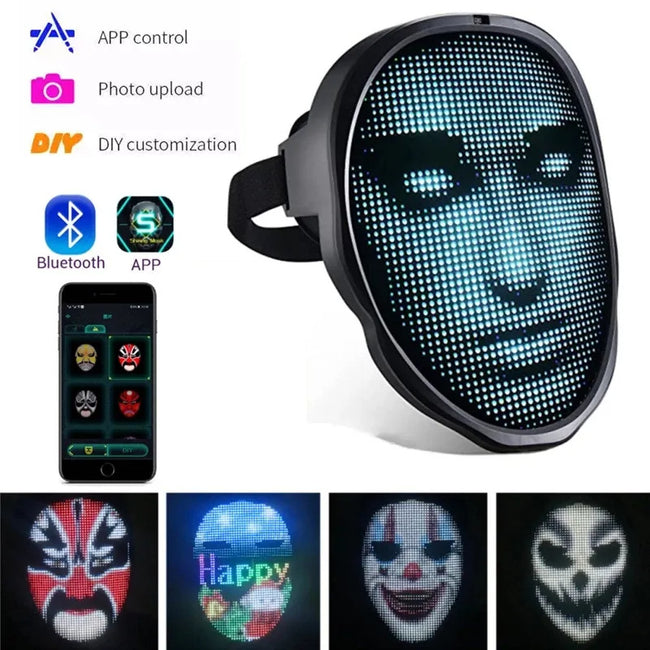 Halloween Face Masks Full Color LED Luminous Mask Face Changing Mask Party Bar Props Hover Image
