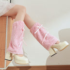 Plush Leg Warmer Autumn And Winter Warm Millennium Bow Foot Sock