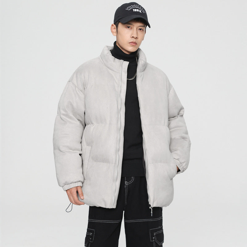 Stand Collar Deerskin Velvet Loose Windproof Warm Quilted Jacket High Quality Trendy Wild Protection