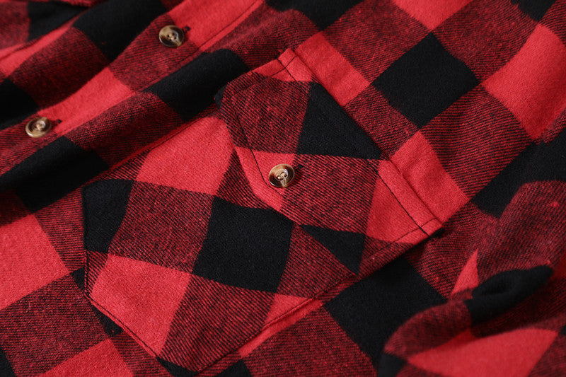 A Long-sleeved Pocket Checked Shirt With A Lapel For Young Men In Autumn And