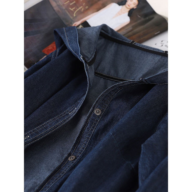 Long Sleeve Solid Color Hooded Large Pocket Casual All-matching Tops Main Image