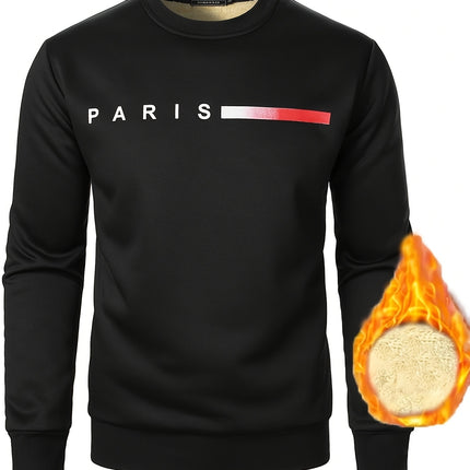 Men's Cozy Fleece-Lined Sweatshirt Persist Letter Print