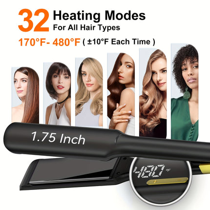 1.7 Inch Wide Flat Iron Multi Function Hair Styler Gift
