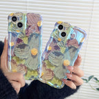 Retro Oil Painting Phone Case Blu-ray Flowers Shockproof Case For Iphone 13 12 13pro 14pro 13 Pro Max Silicone Phone Cover
