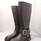 Women's Brown Retro Height Increasing Buckle Decoration High Knight Platform Boots