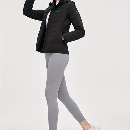 Zip Up Hooded Warm Coat Women Casual Winter Solid Outerwear