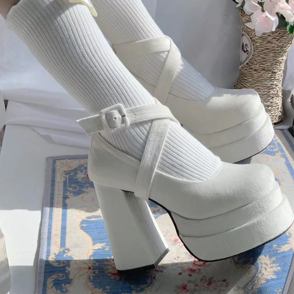 Women's Fashion Cross Lace-up Mary Jane High Heels